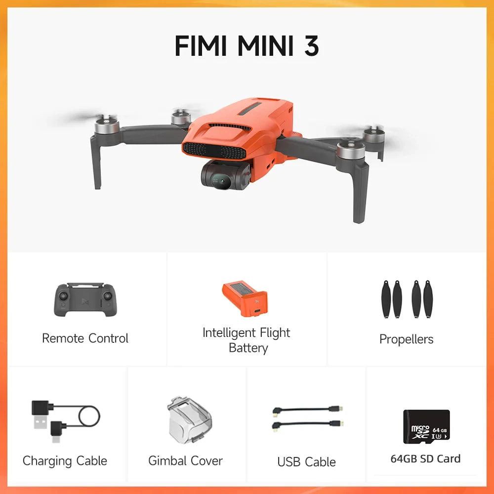 New Arrival Fimi Mini 3 249g With 3-Axis Gimbal Camera 4K 60fps AI Night Video GPS 9KM Transmission Range RC Drone Quadcopter