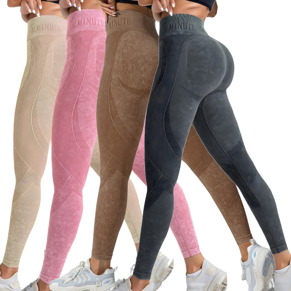 2 Pack Women's High Waisted Sexy Butt Lifting Seamless Solid Color Breathable Leggings