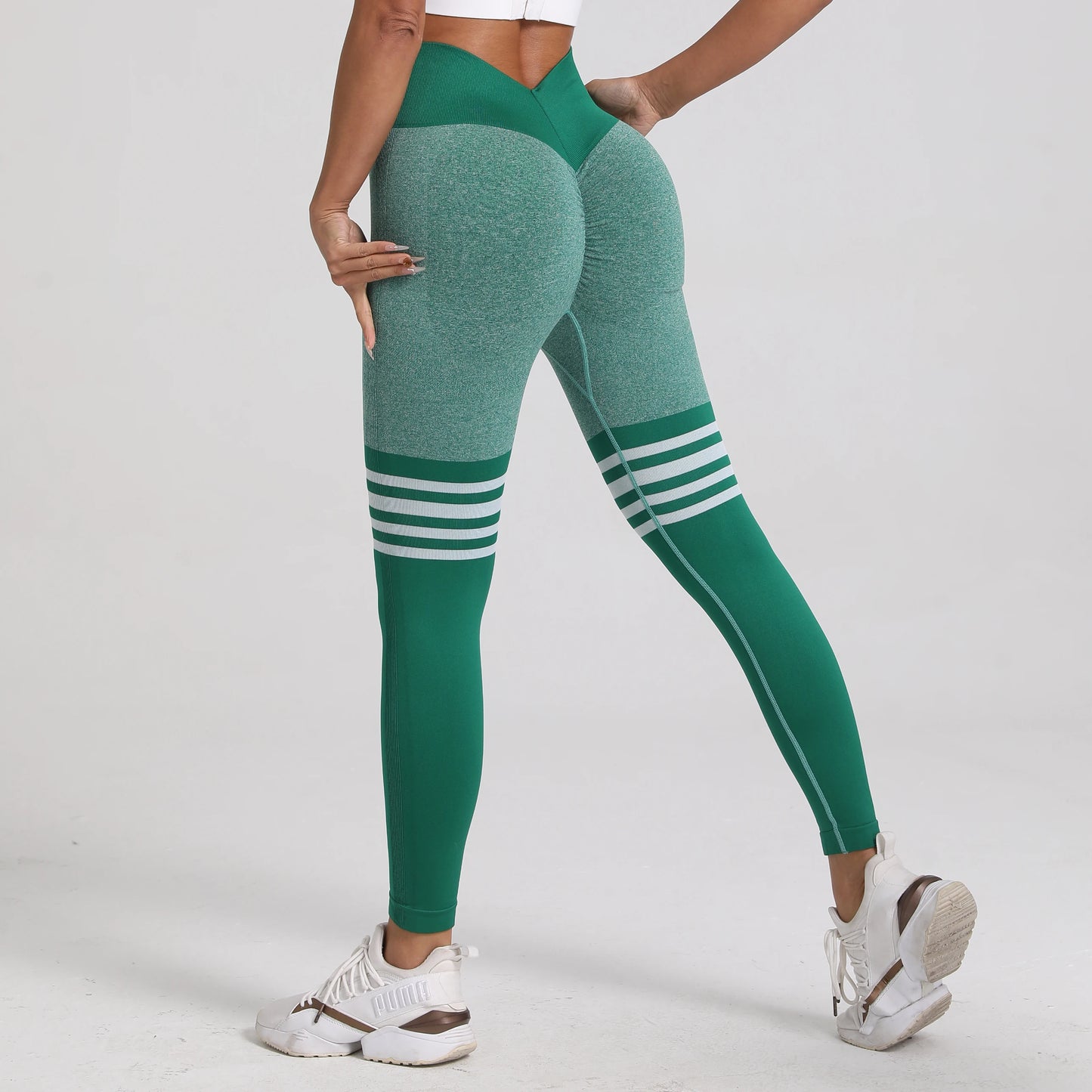 V Back Athletic Leggings with Scrunch Front