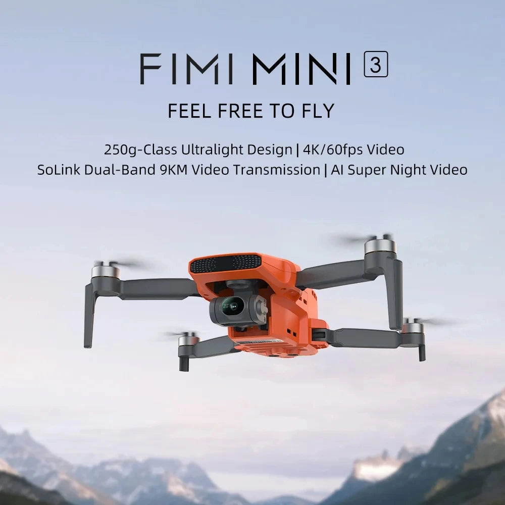 New Arrival Fimi Mini 3 249g With 3-Axis Gimbal Camera 4K 60fps AI Night Video GPS 9KM Transmission Range RC Drone Quadcopter