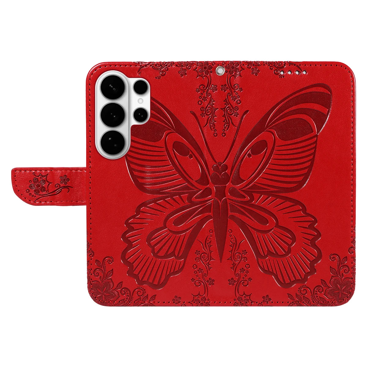 Magnetic Leather Wallet Flip Case for Samsung Galaxy S26 Plus Edge Ultra Phone Book Cover WIth Stand 3D Embossed Butterfly