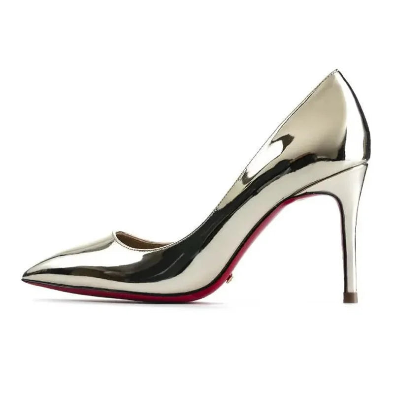 Plus Size High Heels Rubber Bottom Pointed Toe Spring Pumps