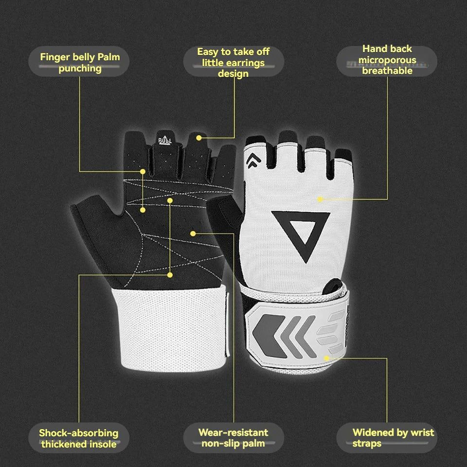 AOLIKES Workout Gloves for Men,Weight Lifting with Wrist Wrap Support,Full Palm Protection&Extra Grips for Weightlifting