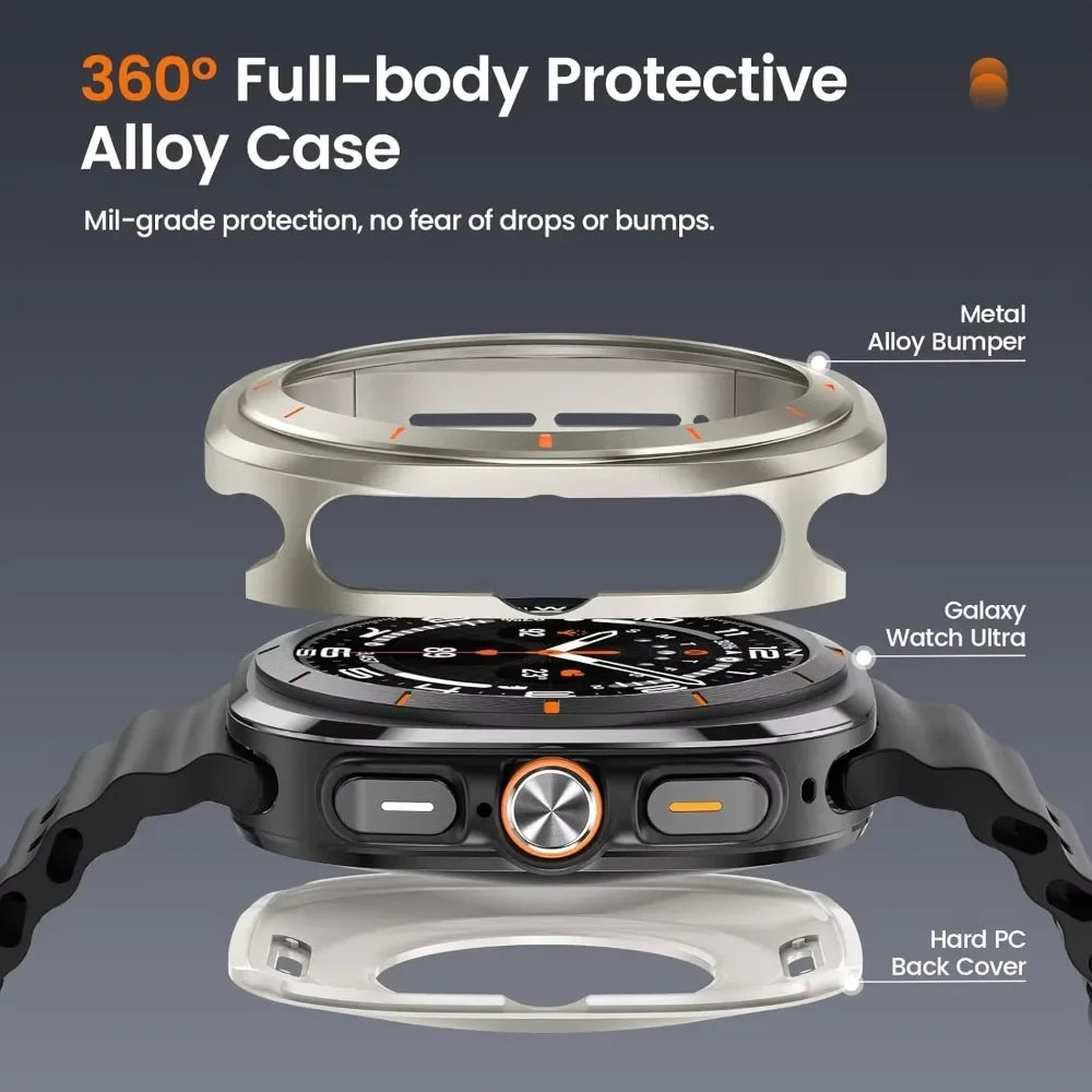 Aluminium Alloy Case+Protective HD Film for Samsung Galaxy Ultra Watch 47mm Metal Case Screen Protector Cover For GALAXY ULTRA 7