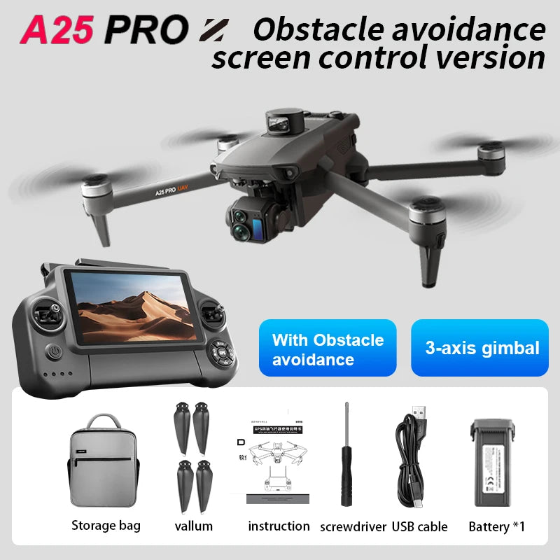 A25 PRO Professional Fishing Airdrop Drone 8K HD Camera 3-Axis Gimbal 10KM Brushless GPS Quadcopter Obstacle Avoidance RC Dron