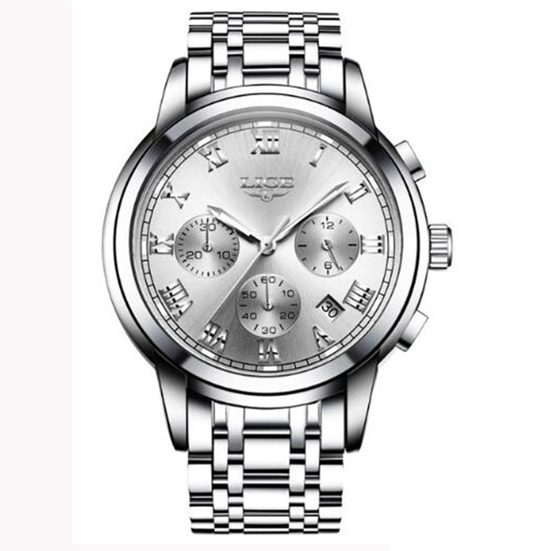 Man Watch LIGE Top Brand Luxury Casual Sport Chronograph Watches for Men Waterproof Fashion Full Steel Quartz Clock Reloj Hombre