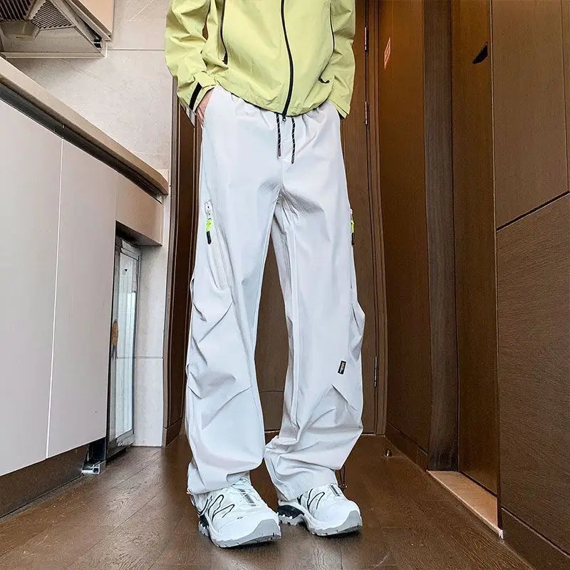 Menswear Clothing 2026 Autumn Winter Pleated Pants for Men Outdoor Windproof Waterproof Hiking Loose Straight Leg Casual Pants