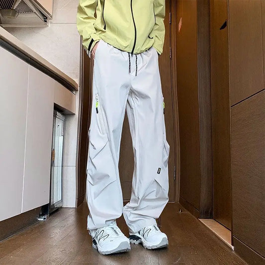Menswear Clothing 2026 Autumn Winter Pleated Pants for Men Outdoor Windproof Waterproof Hiking Loose Straight Leg Casual Pants