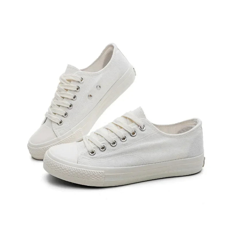 Women's Low-Top Canvas Sneakers – Breathable Casual Slip-On Flats