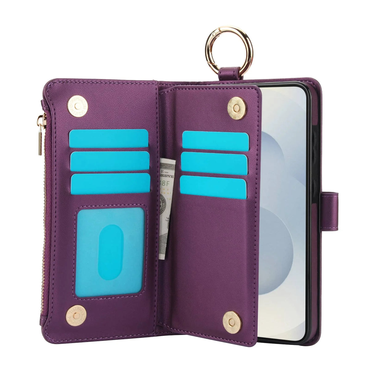 For Samsung Galaxy S26 Ultra/S26 Plus/S26 Wallet Case with Zipper Card Holder RFID Blocking, Flip Folio Book Shockproof Cover