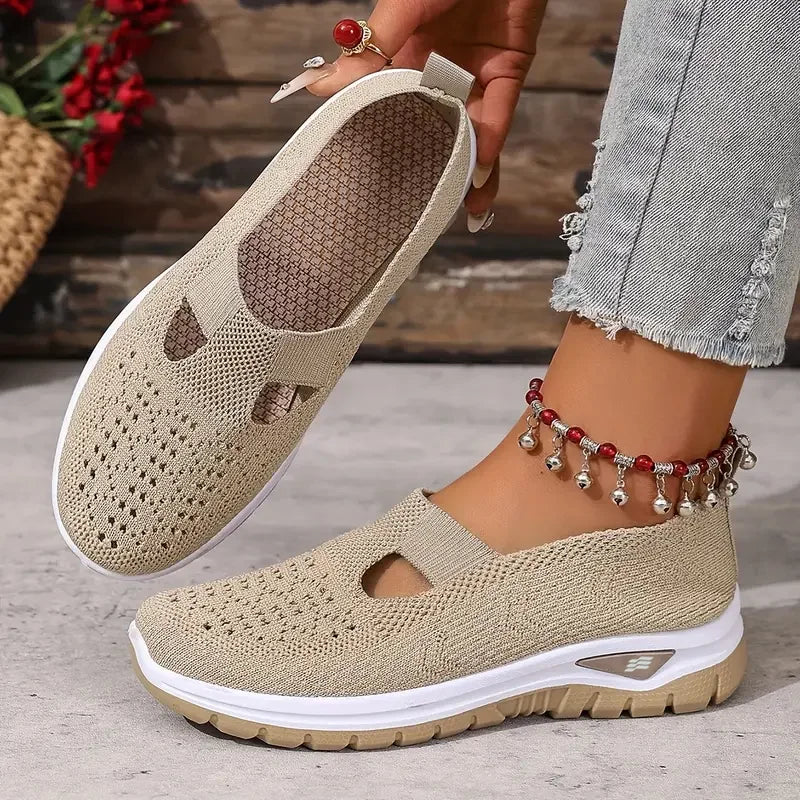 Women's Casual Solid Color Breathable Soft-Soled lightweight Walking Shoes,