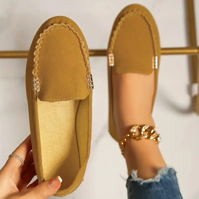 Women's Denim Flat Loafers: Comfortable Non-Slip Casual Shoes for Spring and Autumn.