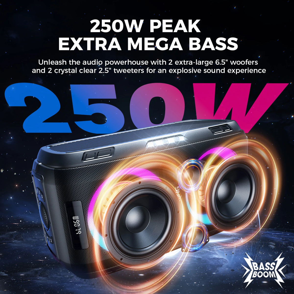 W-KING T9PRO 120W Large Bluetooth Speaker Loudest/Massive 120dB/12 Custom Bass, BT 5.3 Big Party Boombox Portable Speaker Wireless