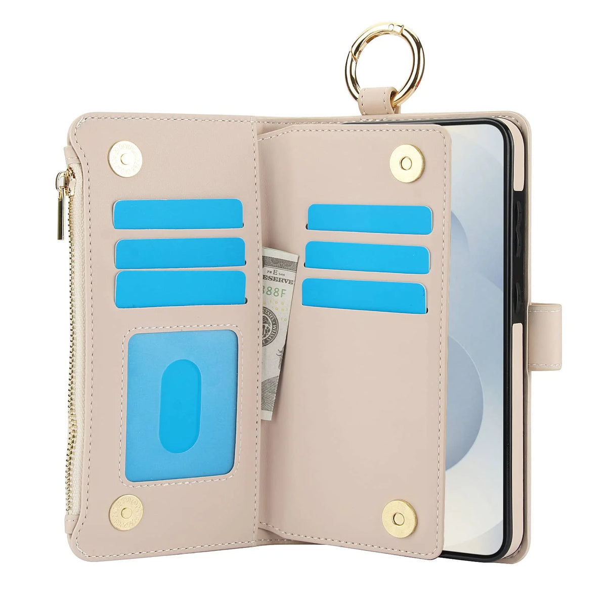 For Samsung Galaxy S26 Ultra/S26 Plus/S26 Wallet Case with Zipper Card Holder RFID Blocking, Flip Folio Book Shockproof Cover