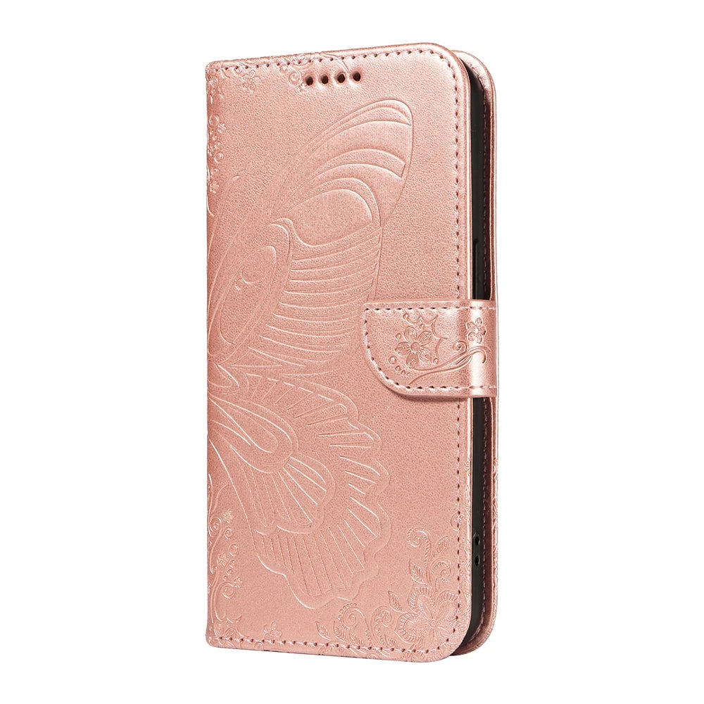 Magnetic Leather Wallet Flip Case for Samsung Galaxy S26 Plus Edge Ultra Phone Book Cover WIth Stand 3D Embossed Butterfly