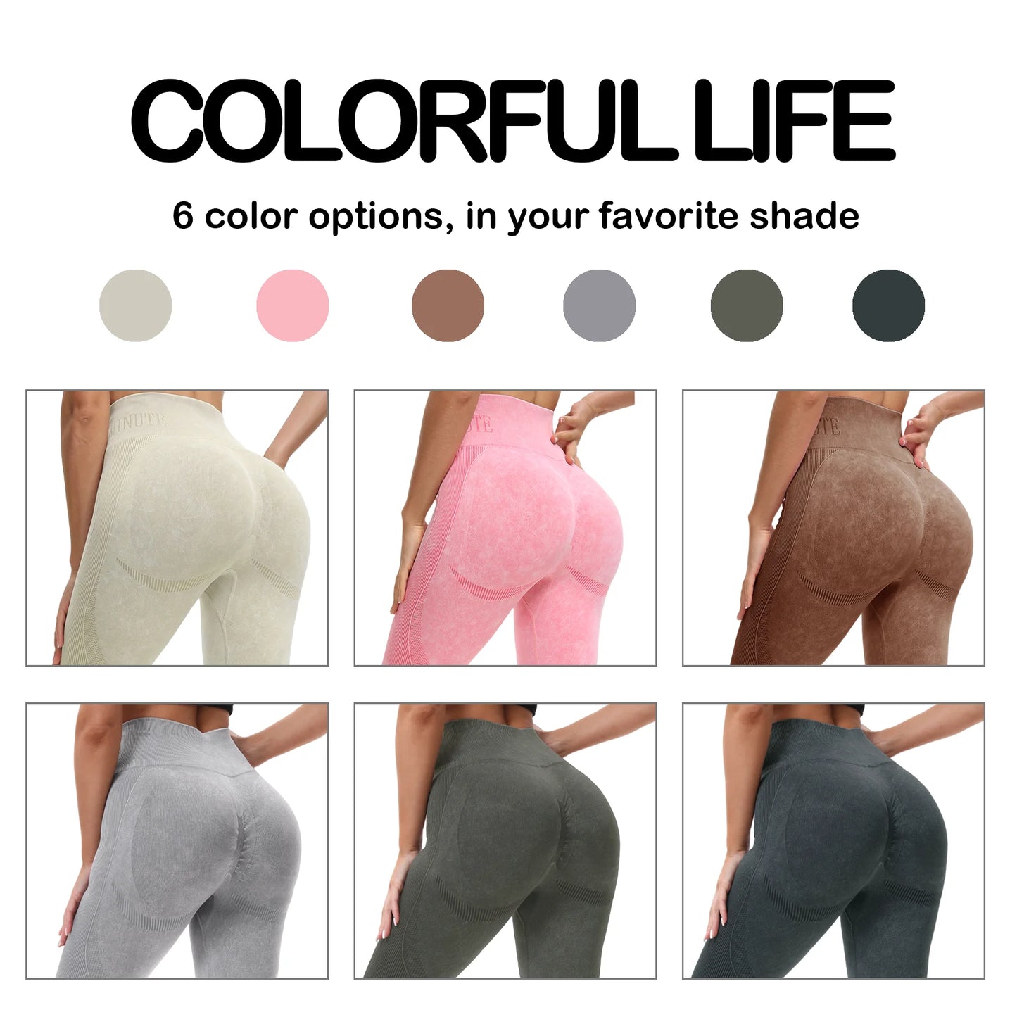 2 Pack Women's High Waisted Sexy Butt Lifting Seamless Solid Color Breathable Leggings