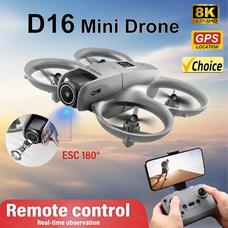 D16 Drone 8K HD With FPV Dual Camera RC Brushless Power Motor 5G WIFI Smart Obstacle Avoidance Profesional Aerial Quadcopter Toy