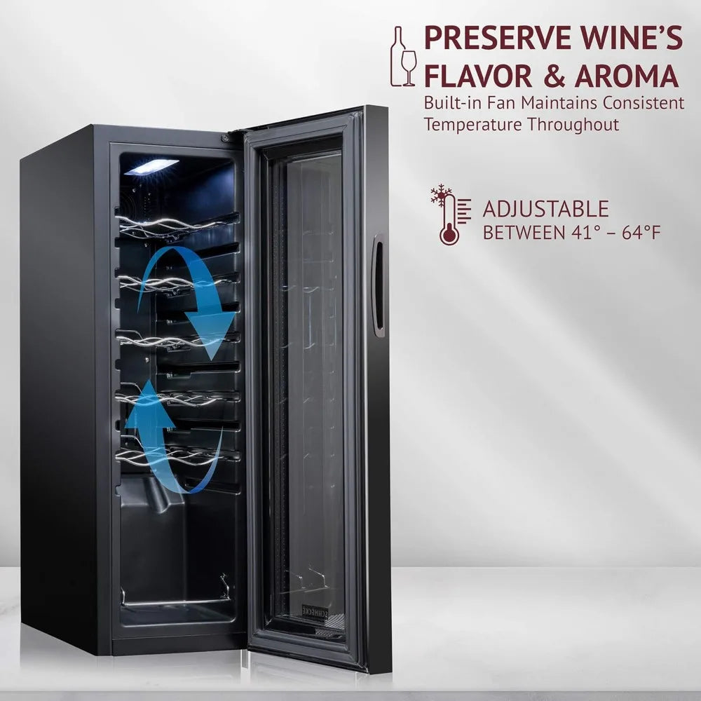 12 Bottle Compressor Wine Cooler Refrigerator w/Lock | Large Freestanding Wine Cellar