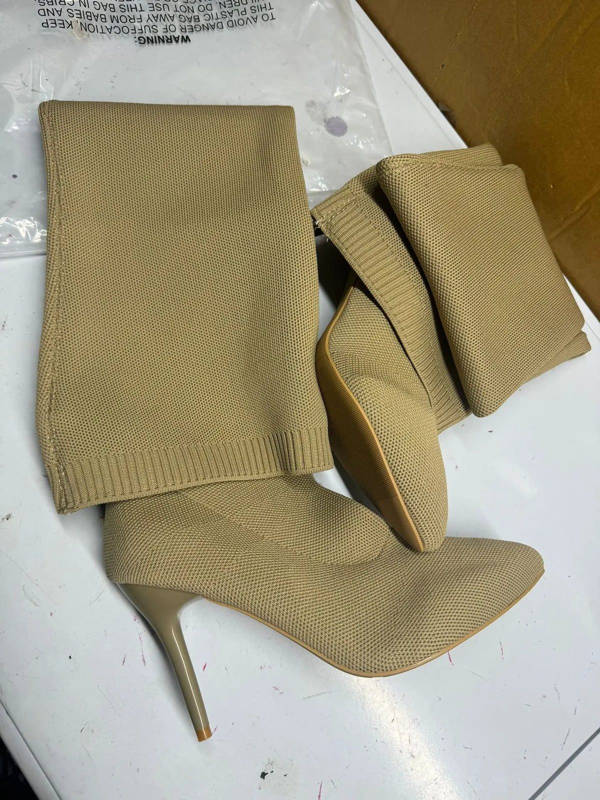 Over The Knee Women Boots Stretch Fabrics High Heels Slip on Shoes Sexy Party Boots Pointed Toe Socks Long Boots Botas Feminina