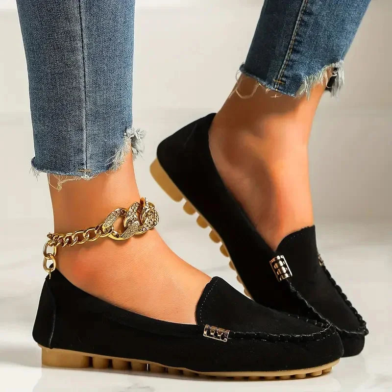 Women's Denim Flat Loafers: Comfortable Non-Slip Casual Shoes for Spring and Autumn.