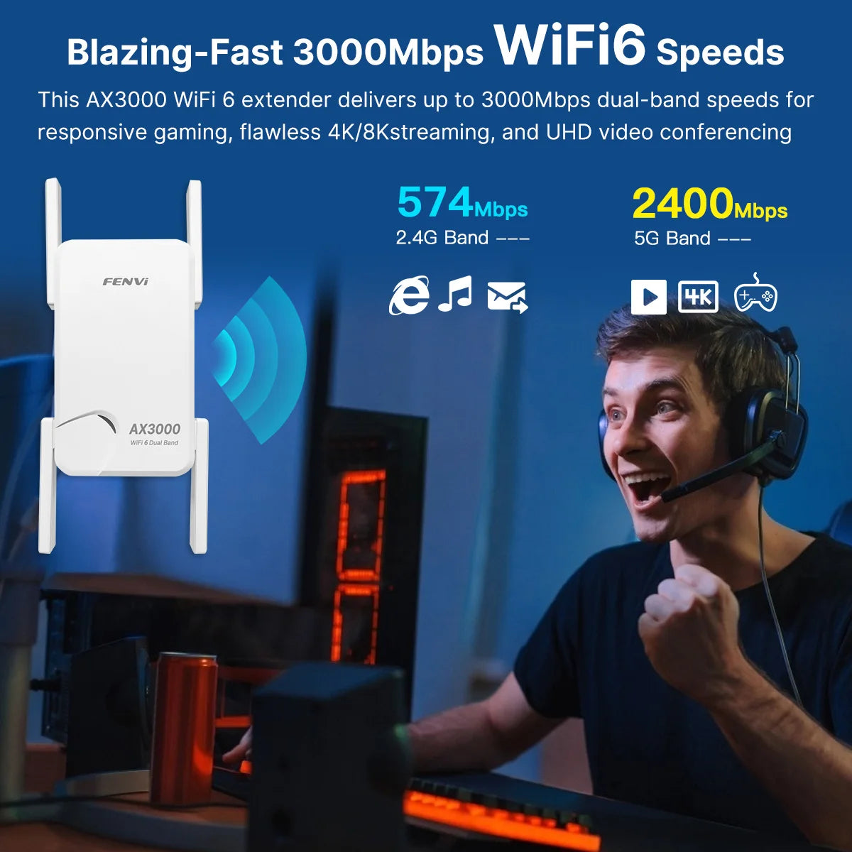 AX3000 WiFi 6 Repeater Roteador Wi-fi 6 Signal Booster 5G 2.4G 802.11ac Gigabit Long Range WiFi Extender Amplifier WPS Easy Set
