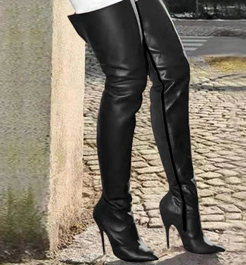 Women Boots New PU Sexy Over The Knee Long Boots Sexy Thin High Heel Boots Platform Women Shoes Zapatos Mujer Botas ladies