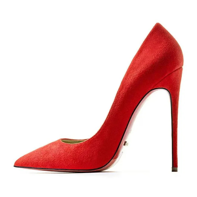 Plus Size High Heels Rubber Bottom Pointed Toe Spring Pumps