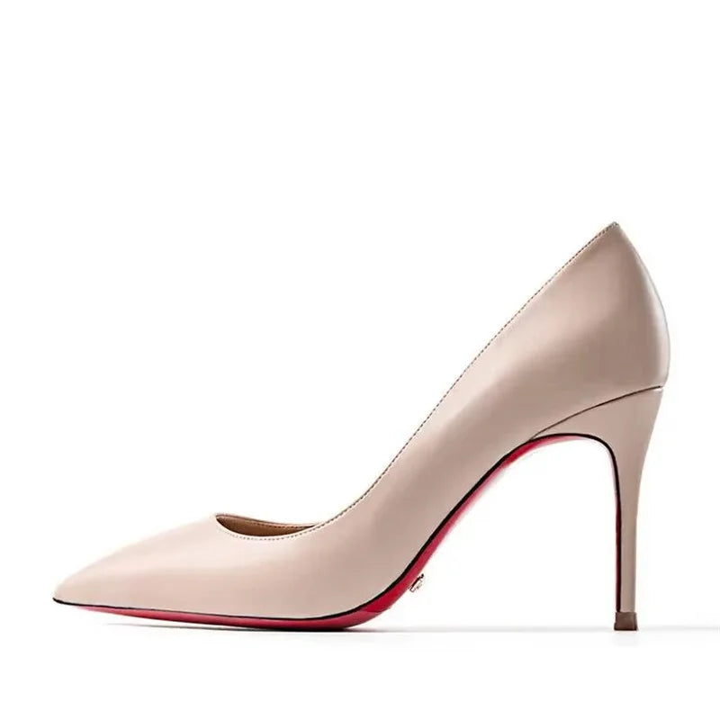 Plus Size High Heels Rubber Bottom Pointed Toe Spring Pumps