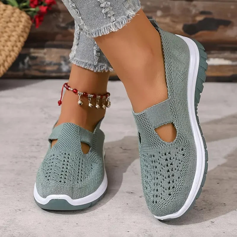 Women's Casual Solid Color Breathable Soft-Soled lightweight Walking Shoes,