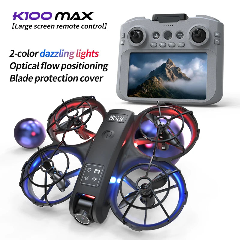 8K HD K100 MAX UAV Toy GPS Drones Large Screen Camera 5KM Range HD Dual Cameras Obstacle Avoidance Photography Quadcopter Gifts