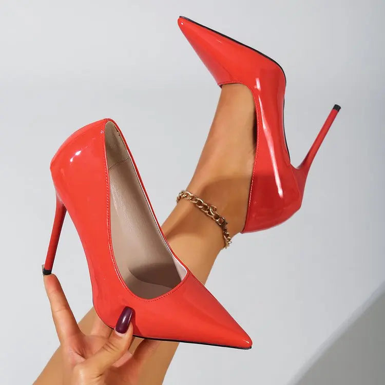 Plus Size Women's Shoes Stiletto Heels Glossy Sexy Pointed Toe