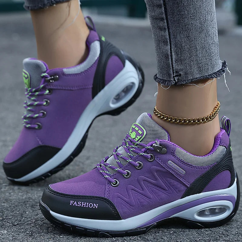 Women's Platform Fashion Sneakers – Casual Top Wedge Sneakers for Autumn