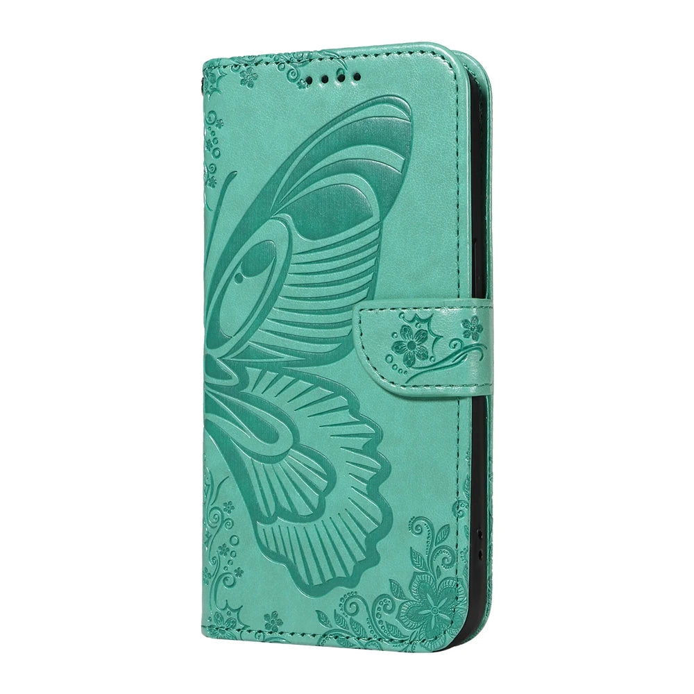 Magnetic Leather Wallet Flip Case for Samsung Galaxy S26 Plus Edge Ultra Phone Book Cover WIth Stand 3D Embossed Butterfly