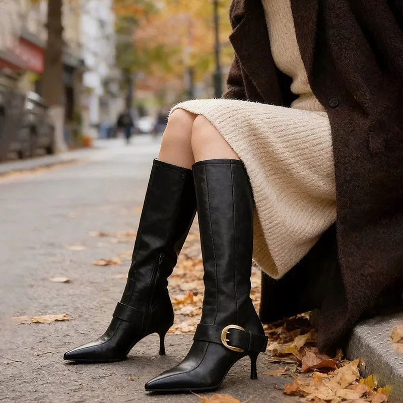 *Fashionable New Elegant and Sexy Casual Riding Boots Hot Selling in Winter Comfortable Pointed High-heeled Boots for Women