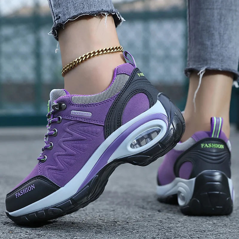 Women's Platform Fashion Sneakers – Casual Top Wedge Sneakers for Autumn