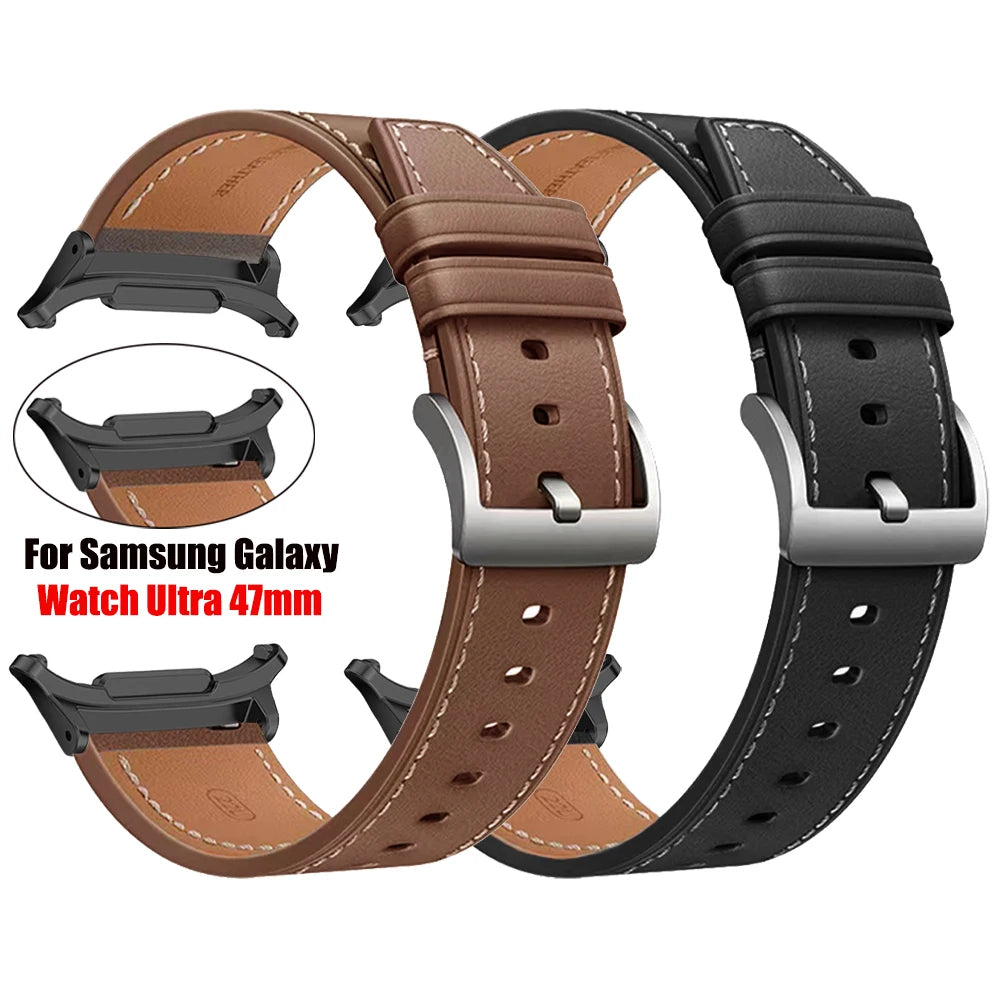 For Samsung Galaxy Watch Ultra 47mm Watch Straps Leather Wristband Galaxy Watch7 Ultra Watchband Bracelet Replacement Accessorie