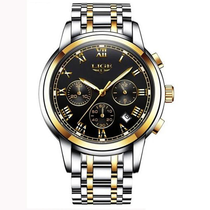 Man Watch LIGE Top Brand Luxury Casual Sport Chronograph Watches for Men Waterproof Fashion Full Steel Quartz Clock Reloj Hombre