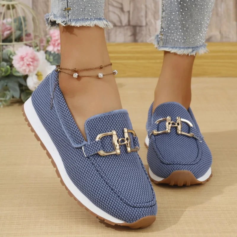 Women's White Mesh Casual Sneakers: Lightweight Breathable Walking Shoes