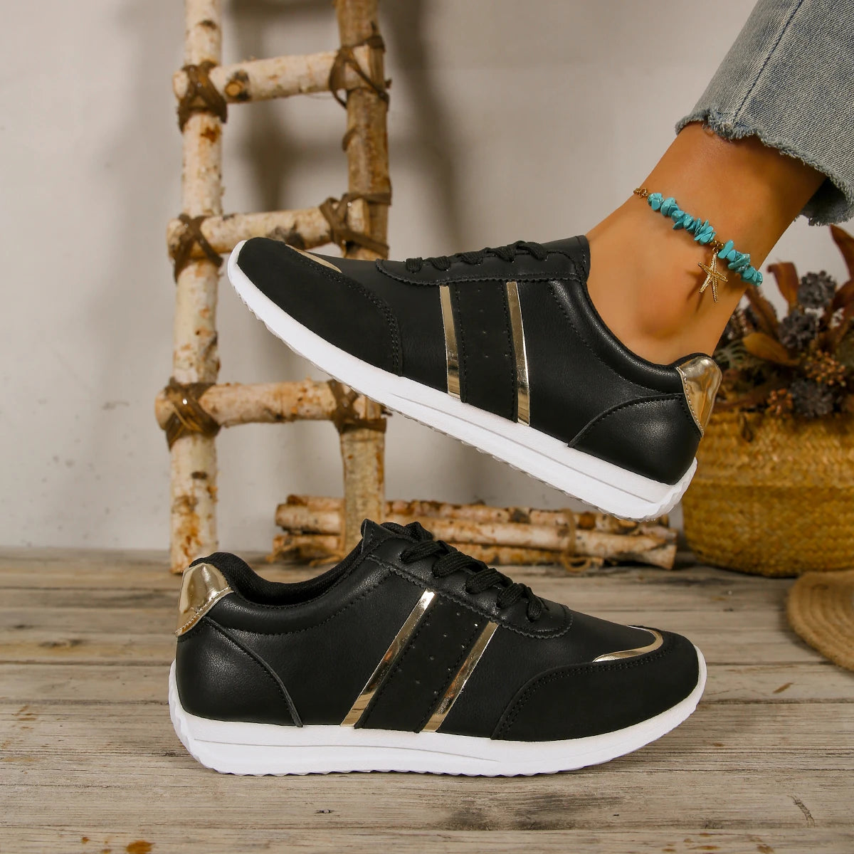 Women Sneakers Lightweight Platform Sneakers Women Leather Patchwork Casual Sport Sneakers for Outdoor Running