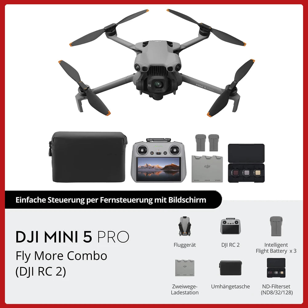 DJI Mini 5 Pro Fly More Combo RC2 DJI Drone 4K Professional RC 2 Remote Control Drones with 1-Inch CMOS 4K Camera Drone for Beginners