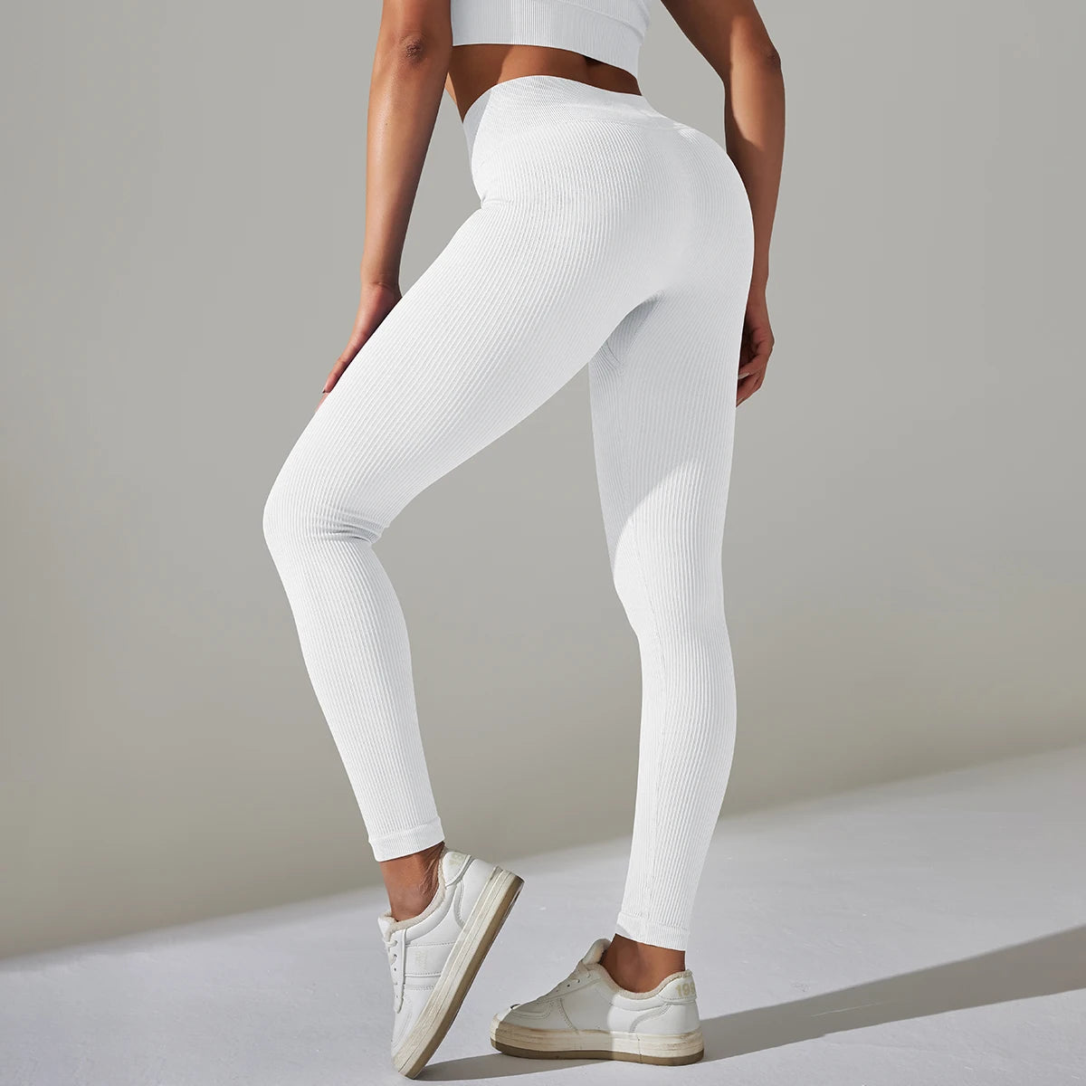 Solid White Women Leggings Seamless High Waist