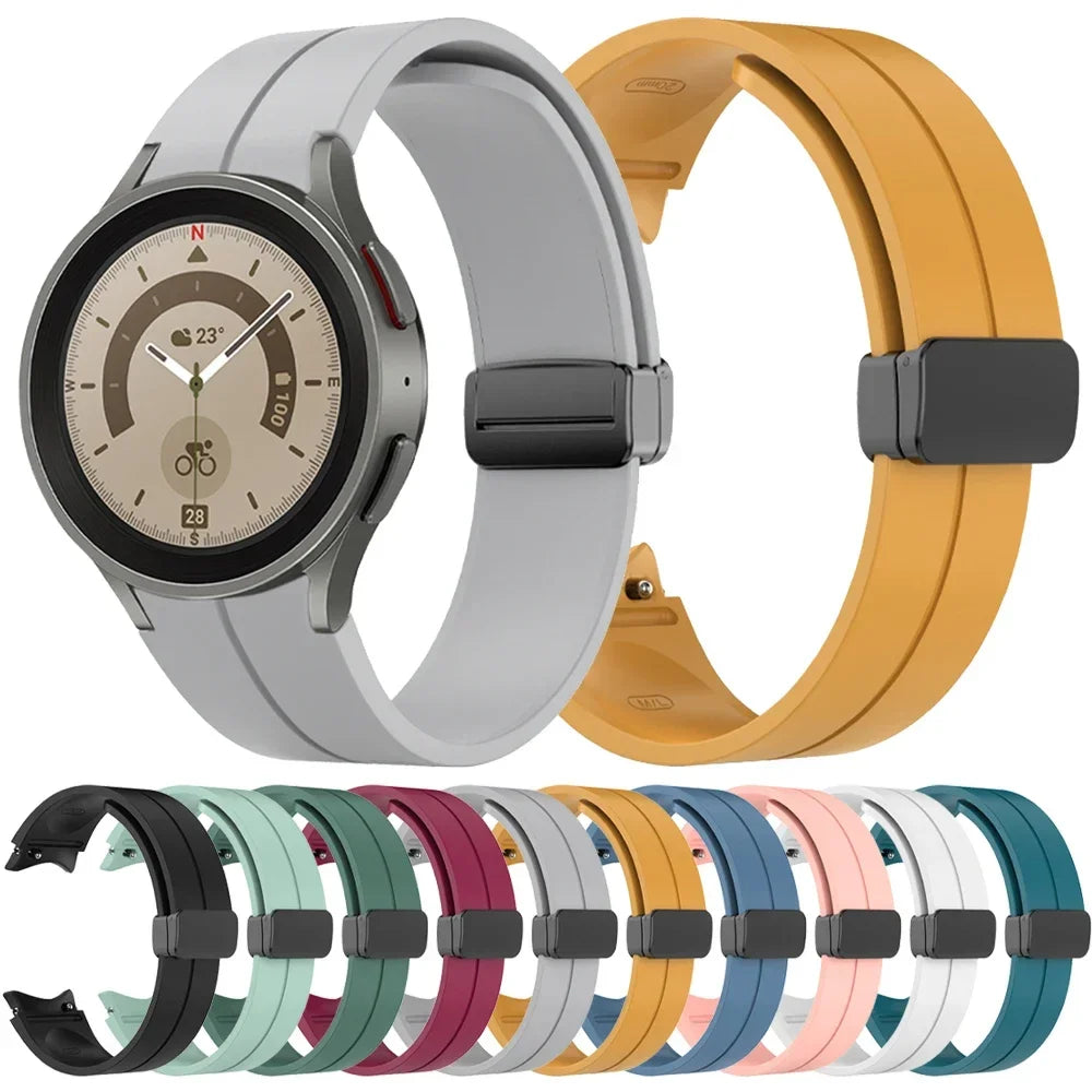 Silicone Magnetic Buckle Strap For Samsung Galaxy Watch 7 FE 5 Pro 40/44mm 45mm Band Watch 6 Classic 43 47mm Sport Watchband