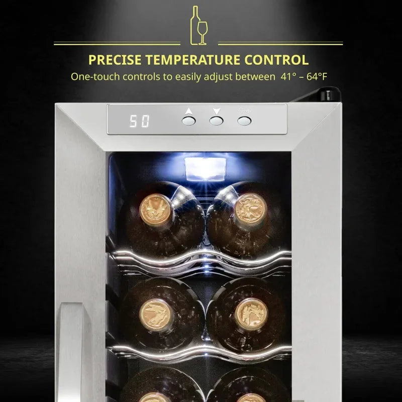 QWSchmécké 12 Bottle Compressor Wine Cooler Refrigerator w/Lock-Large Freestanding Wine Cellar Digital Temperature Control Fridg