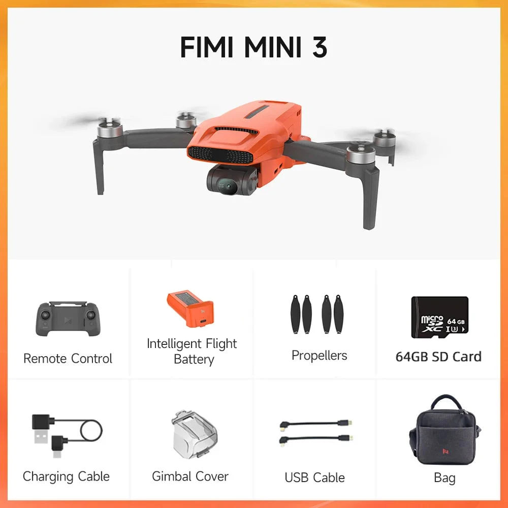 New Arrival Fimi Mini 3 249g With 3-Axis Gimbal Camera 4K 60fps AI Night Video GPS 9KM Transmission Range RC Drone Quadcopter