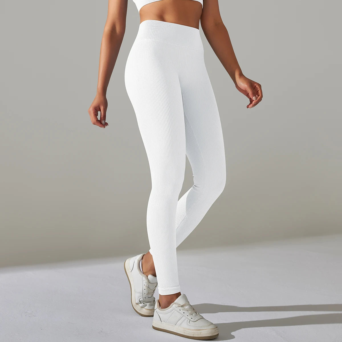 Solid White Women Leggings Seamless High Waist