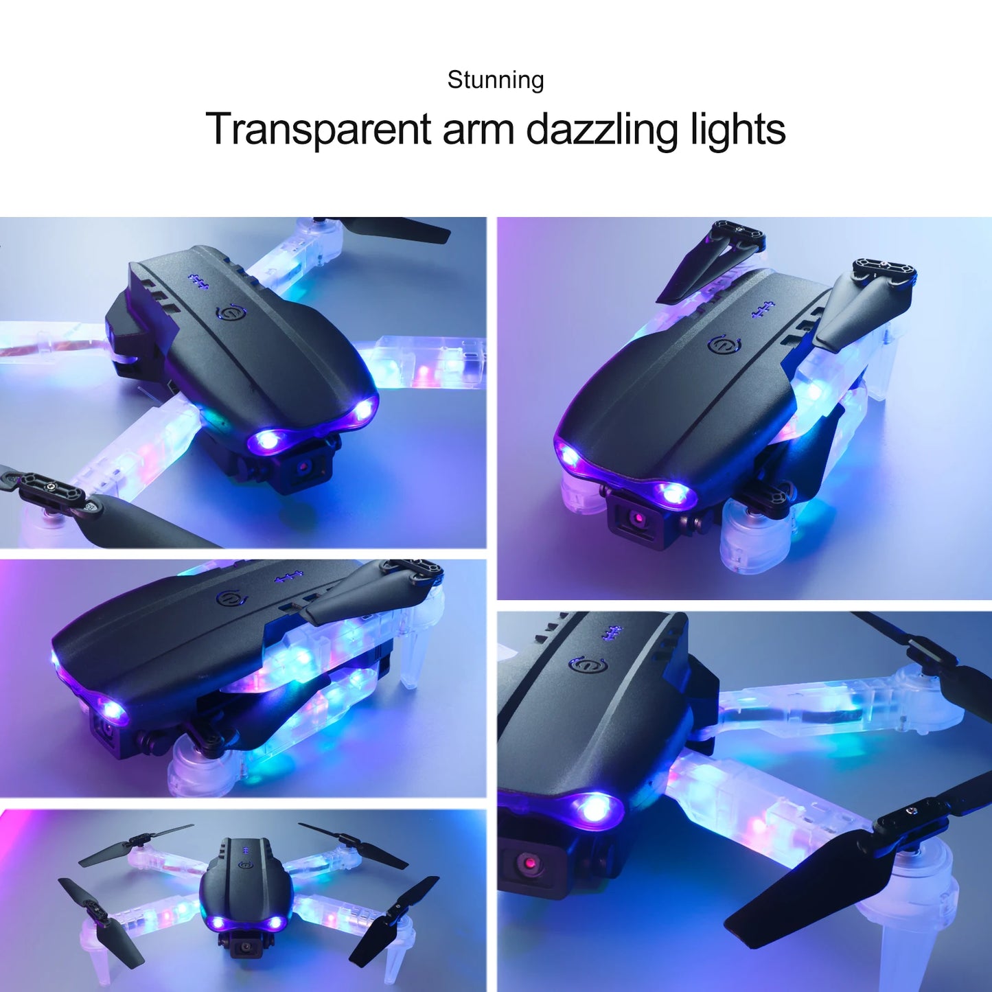 Dron profesional de control remoto, cuadricóptero E88D E99D con luz colorida, 4K, cámara HD gran angular de 1080P, WIFI, FPV, al