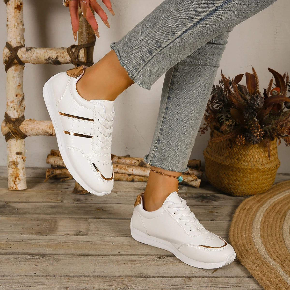 Women Sneakers Lightweight Platform Sneakers Women Leather Patchwork Casual Sport Sneakers for Outdoor Running