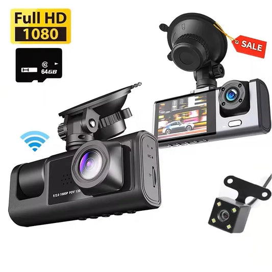 3 Lens Car DVR Camera HD 1080P Inside Vehicle Dash Cam Three Way Front and Rear DVRs Recorder Video Registrator Dash Camcorder