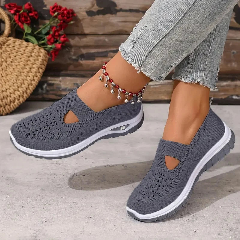 Women's Casual Solid Color Breathable Soft-Soled lightweight Walking Shoes,