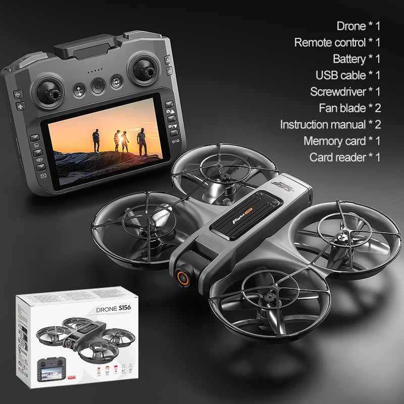 S156 Mini Drone 8K HD Aerial Photography Dual-Camera Dron With Screen Omnidirectional Brushless Motor Drone RC Toy Gift